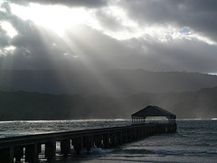 Hanalei Bay, Kauai, Hawaii with sun rays