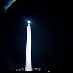 Diana catches the moon balancing on the Washington Monument