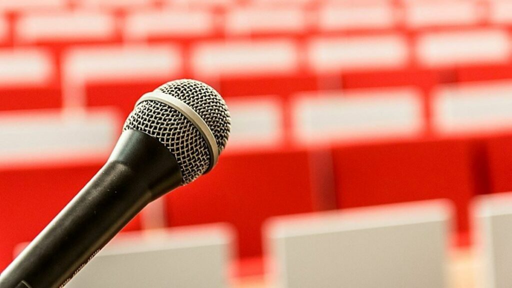 a microphone representing a presentation