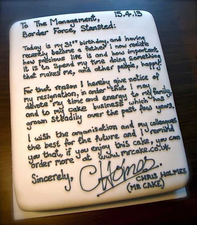 Mr Cake Resignation