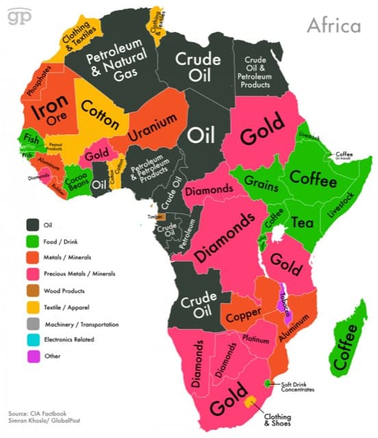 World Commodities map Africa