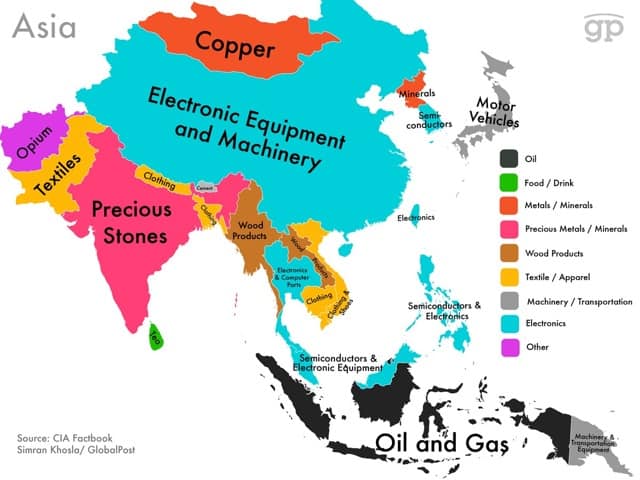 World Commodities map Asia
