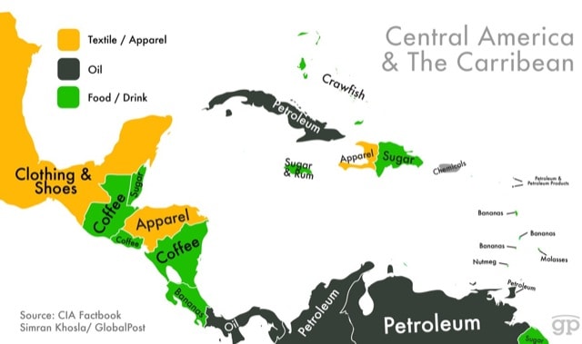 World Commodities map Central America