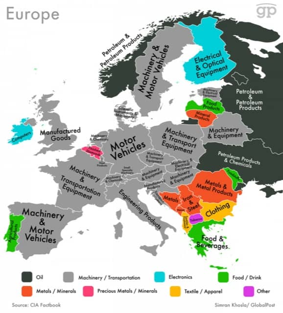 World Commodities map Europe