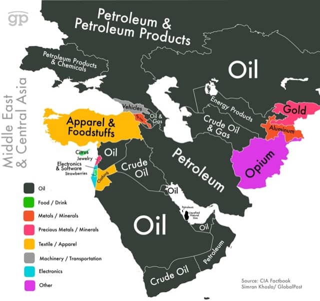 World Commodities map Middle East  Central Asia