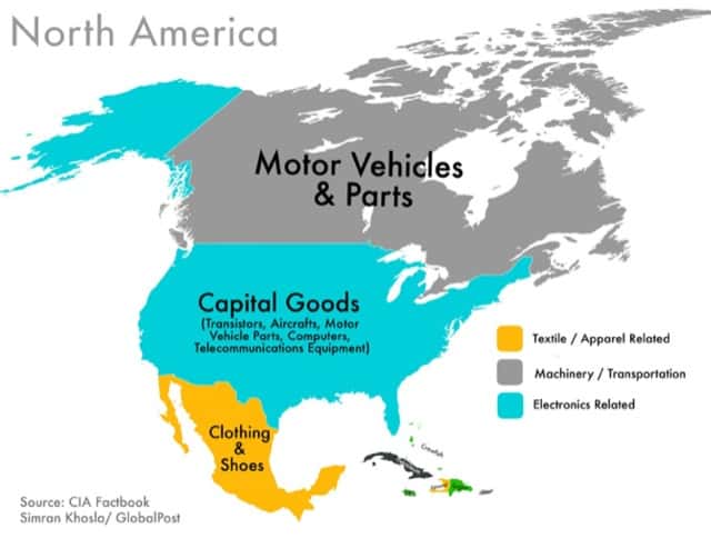 World Commodities map North America