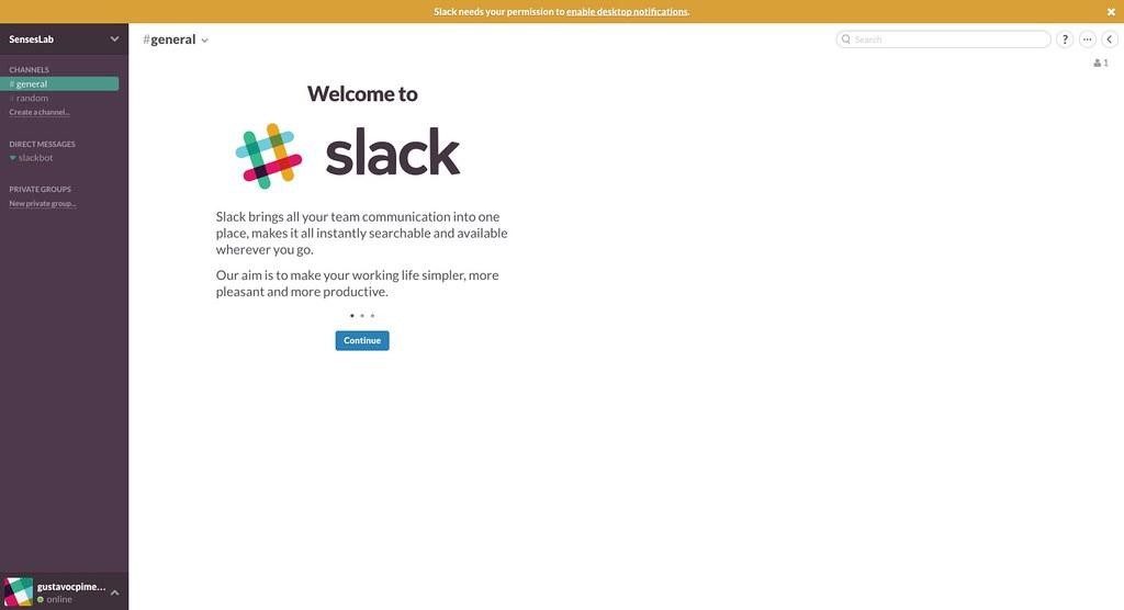 Slack welcome page