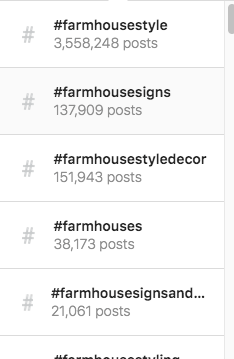 screenshot of hashtags for realtors