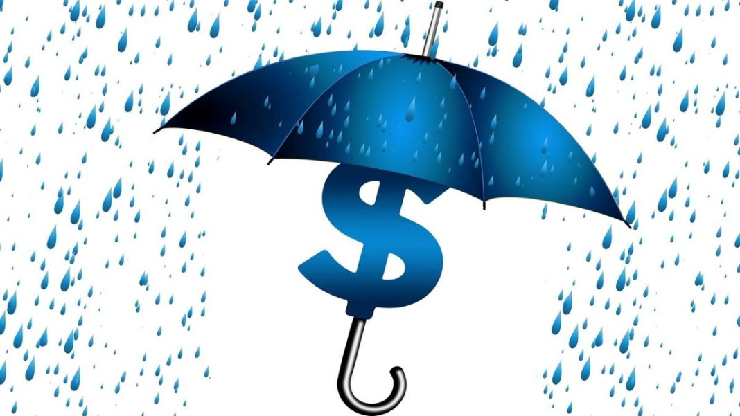 umbrella with dollar sign in the rain representing insurance riders