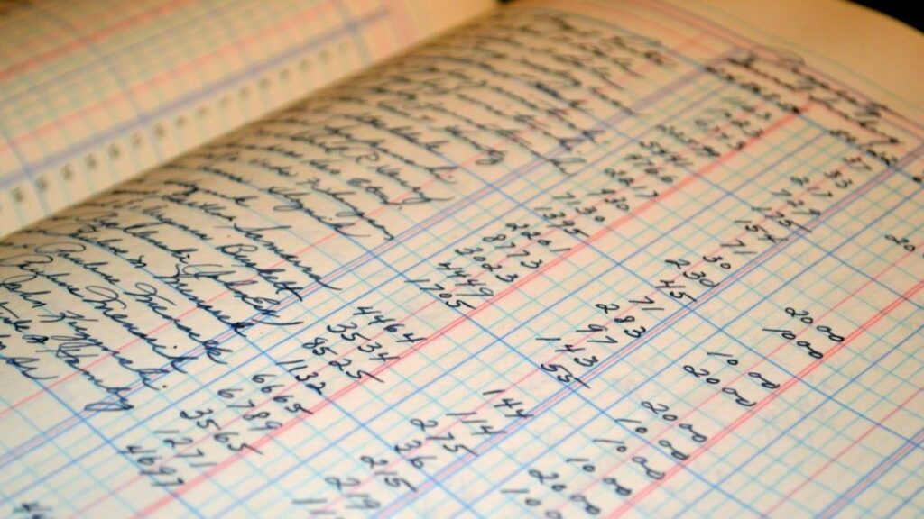 Choosing an Accountant - photo of a handwritten ledger sheet