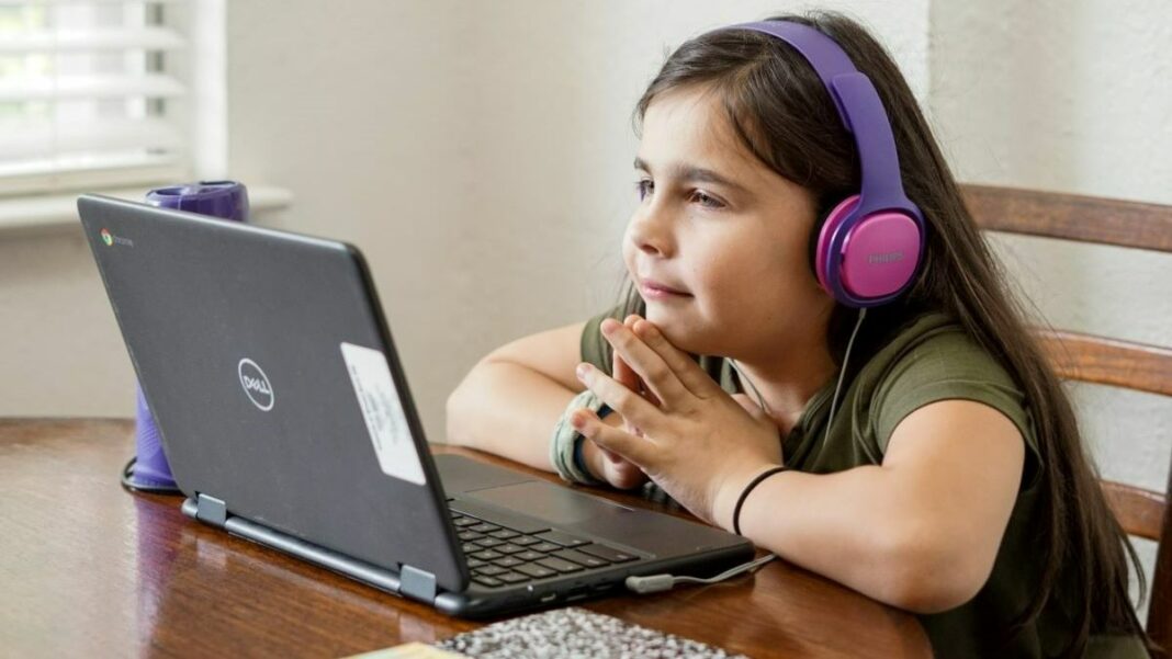 a child attending an online school