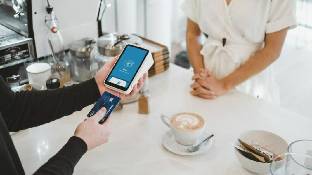 Stripe business and payments software being used for an in-person payment