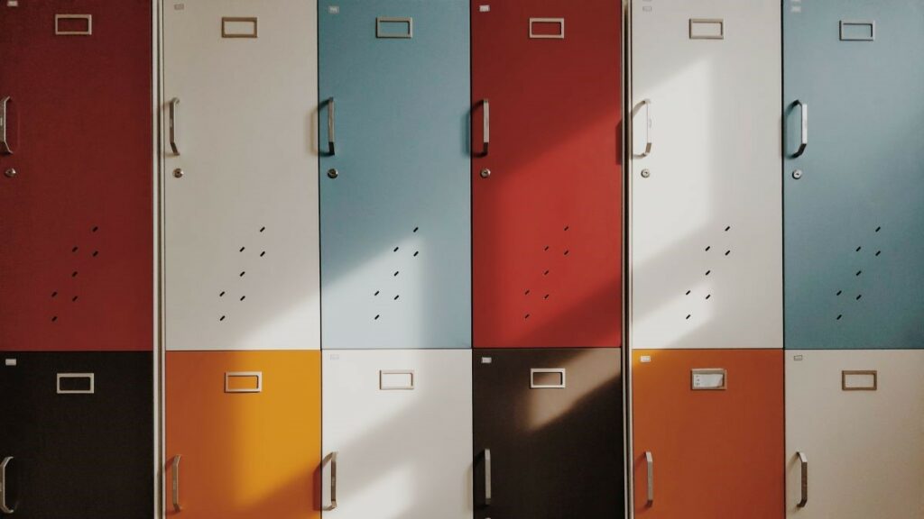 colorful storage lockers