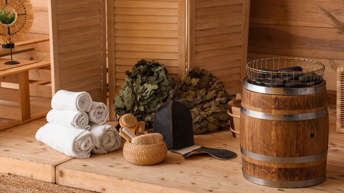 Supplies for an outdoor sauna